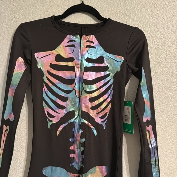 NWT IRIDESCENT SKELETON BODYSUIT HALLOWEEN COSTUME - Picture 2 of 7